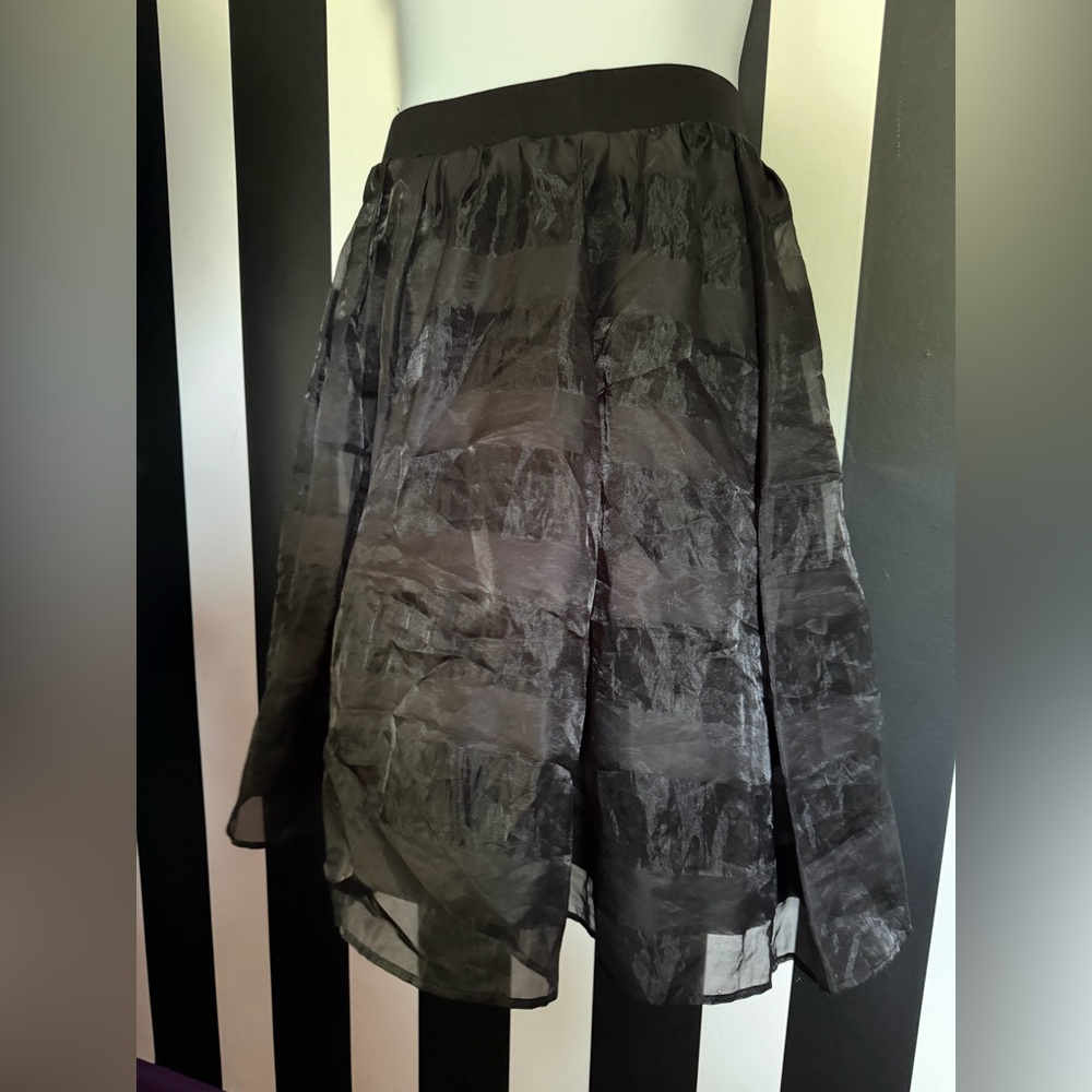 Torrid Goth Black Sheer Striped Circle Skirt w/ Pencil Skirt Lining - SZ 1X